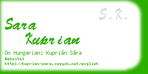 sara kuprian business card